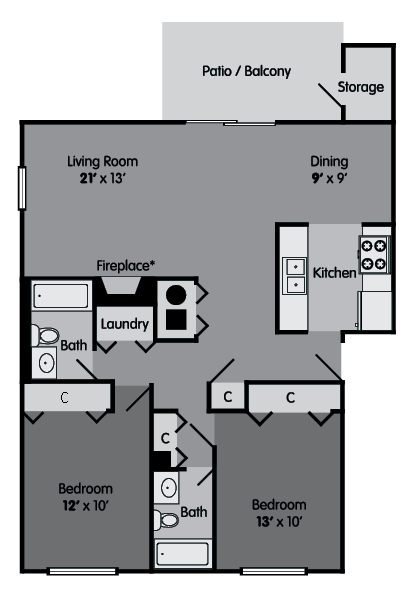 2 Bedroom Apartment Floor Plan 4